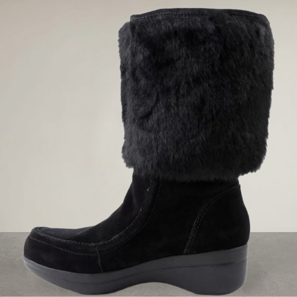 Enzo Angiolini Pegasi Leather Black Suede Boots Size 6.5